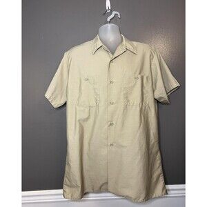 Big Mac Shirt Mens Large Beige Short Sleeve Button Front Workwear Made in USA